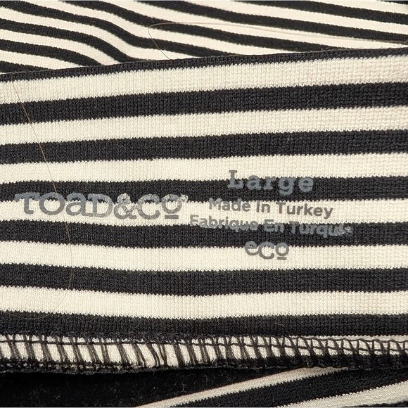 Toad & Co Black White Striped Stretch Pencil Mini Skirt L Parisian Minimalist - Picture 5 of 8